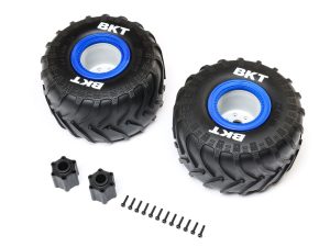 LOS BKT 2.6" Monster Truck Tire, Med, Premount, Blue (2): LMT 2.