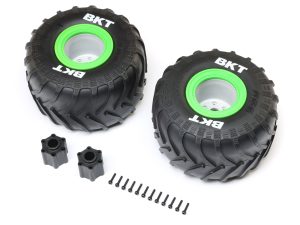 LOS BKT 2.6" Monster Truck Tire, Med, Premount, Green (2): LMT 2