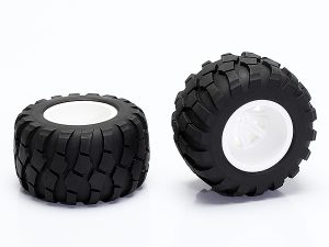 CEN RACING WHEEL & TIRE GLUED (WHITE)