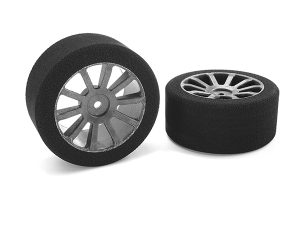 CORALLY ATTACK FOAM TYRES 1/10 GP TOURING 37 SHORE 30MM REAR CARBON RIMS 2PCS