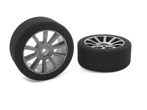 CORALLY ATTACK FOAM TYRES 1/10 GP TOURING 40 SHORE 26MM FRONT CARBON RIMS 2PCS