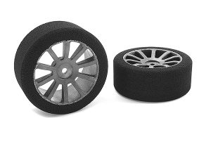 CORALLY ATTACK FOAM TYRES 1/10 GP TOURING 42 SHORE 26MM FRONT CARBON RIMS 2PCS