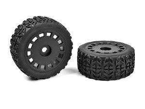 CORALLY OFF-ROAD 1/8 TRUGGY TIRES TRACER GLUED ON BLACK RIMS