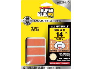 Super Glue Double-Sided Permanent Mounting Strips (10 Strips, 48 × 18mm)
