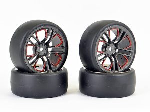 FASTRAX 1/10 (4) DRIFT D1 TYRE w/3MM 10-SPOKE WHEEL- GRAPHITE