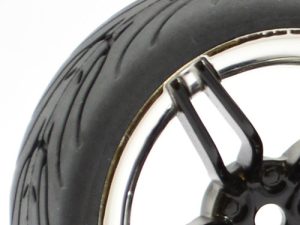 FASTRAX 1/10 STREET/TREAD TYRE 10SP BLACK/CHROME WHEEL