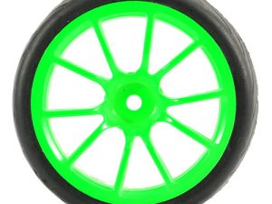 FASTRAX 1/10 STREET/TREAD TYRE 10SP NEON GREEN WHEEL