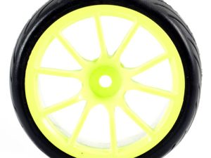 FASTRAX 1/10 STREET/TREAD TYRE 10SP NEON YELLOW WHEEL