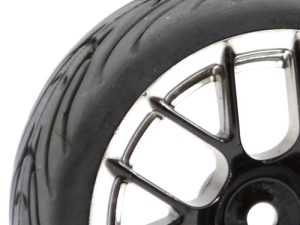 FASTRAX 1/10 STREET/TREAD TYRE 14SP BLACK/CHROME WHEEL