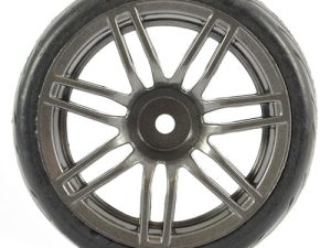 FASTRAX 1/10 STREET/TREAD TYRE 14SP GUN METAL WHEEL