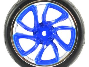 FASTRAX 1/10 STREET/TREAD TYRE TRI-5 BLUE/CHROME WHEEL