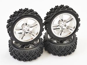 FASTRAX 1/10TH TOURING WHEEL/ RALLY BLOCK 5-SPOKE CHROME (4)