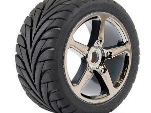 FASTRAX 1/8 TRUGGY EAGLE MTD 5-SPOKE BK CHROME 0 OFFSET(PR)