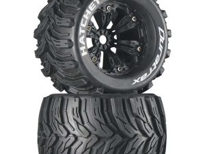 DURATRAX Hatchet MT 3.8" Mounted 1/2" Offset Black Tires (2)