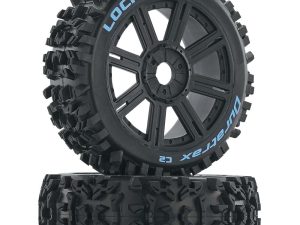DURATRAX Lockup 1/8 C2 Mounted Buggy Spoke Tires, Black (2)