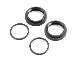 TLR Shock Adjuster Nut w/O-ring, AL, Blk(2):5B,5T,MINI