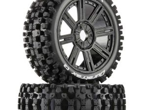 DURATRAX Six-Pack C2 Mounted Buggy Spoke Tires, Black (2)